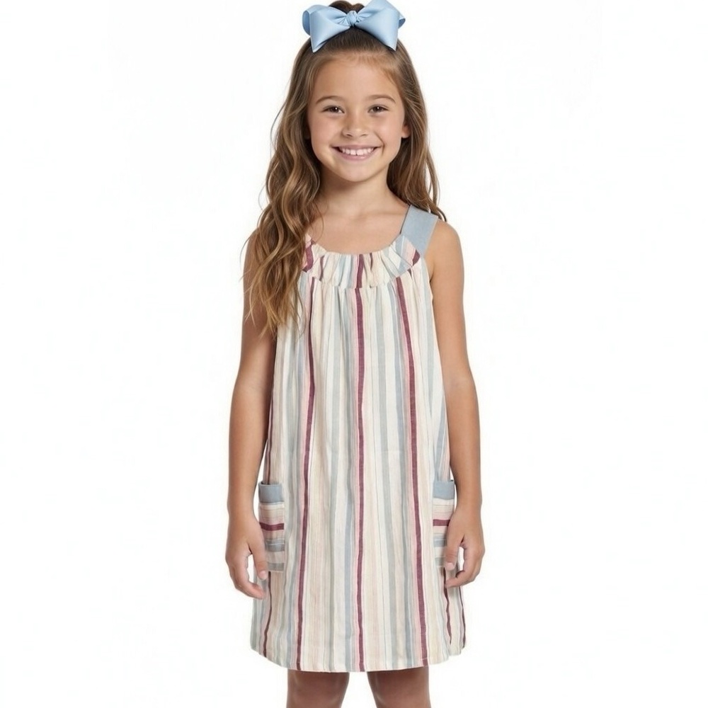NWT Bonnie Jean Striped paper bag dress w/ Pockets